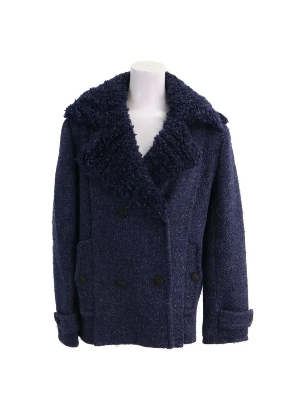 Chanel CC Logo Button Fleece Color Tweed Double Jacket 38